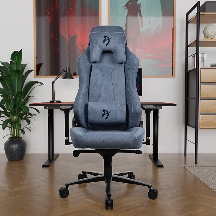 Arozzi Vernazza Soft Fabric Ergonomic Racing Gaming Chair, Blue