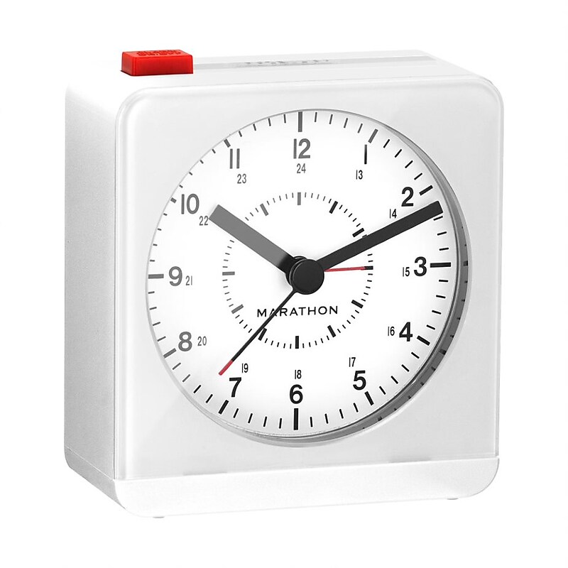 Marathon Classic Analog Alarm Clock, White (CL030053WH) image 1