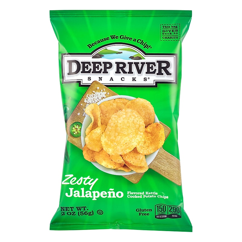 Deep River Snacks Gluten Free Zesty Jalapeno Kettle Cooked Potato Chips, 2.0 oz., 24/Box (220-02563) image 1