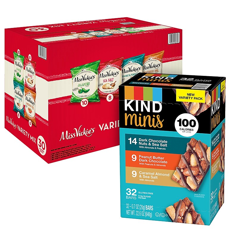 KIND Minis and Miss Vickie's Kettle Chips Variety Pack, 62/Bundle (600-04052) image 1
