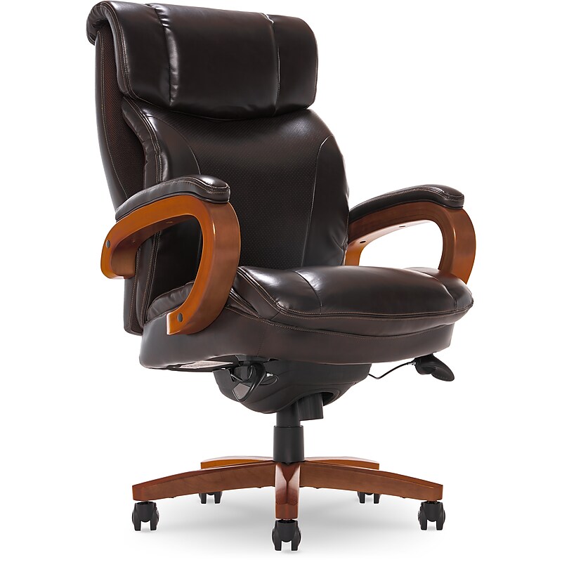 La-Z-Boy Trafford Faux Leather Executive Big & Tall Chair, 400 lb. Capacity, Vino Brown (45782OSS) image 1
