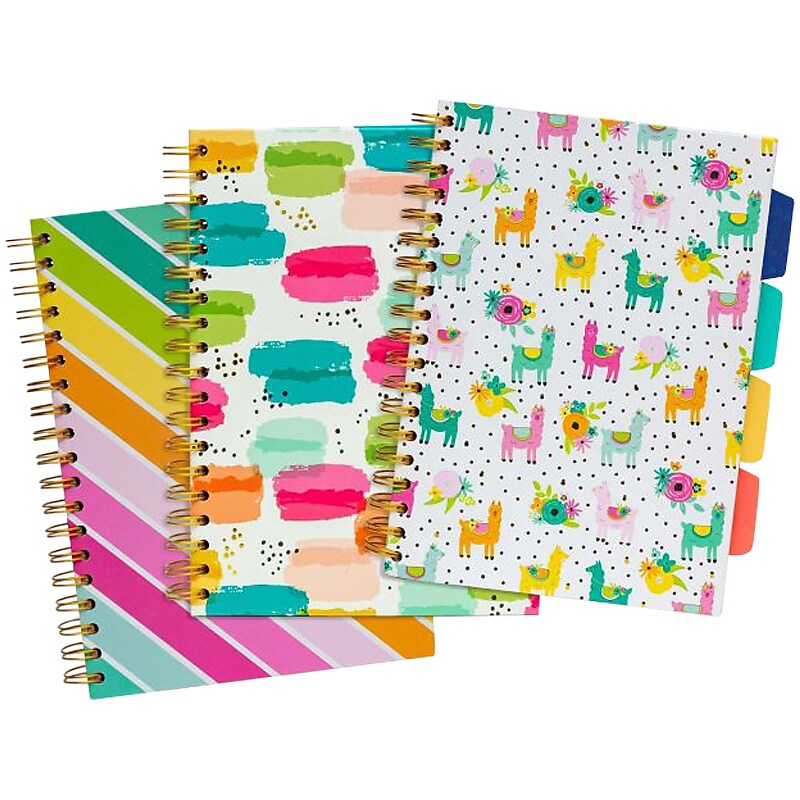 Carpe Diem Color Wash 5-Subject Subject Notebooks, 7.09" x 10", College Ruled, 100 Sheets, Assorted Colors, 3/Pack (9032-CD) image 1