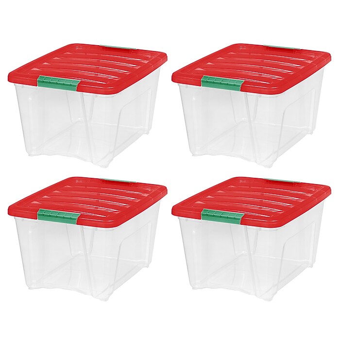 Iris Holiday Medium Stackable Plastic Storage Box, 10.5