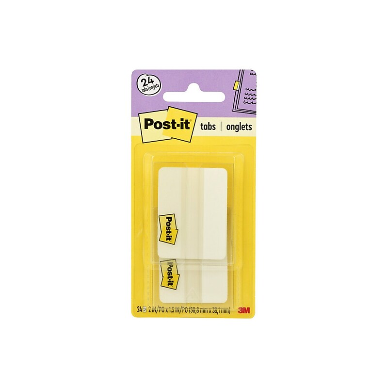 Post-it® Durable Tabs, 2" Wide, Solid, White, 24 Tabs/Pack (686-24WE) image 1