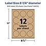 Avery Laser/Inkjet Multipurpose Circle Labels, 2.25" Dia, Kraft Brown, 600/Box (94510)~#|#~A42A8133-BCE5-4B5A-BDC482EB4D48437C_sc7