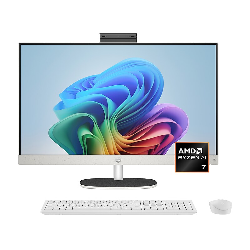 HP 27" All-in-One Desktop Computer, Copilot+PC, AMD Ryzen AI 7 350, 16GB RAM, 1TB SSD, Windows 11 Home,  Mouse & Keyboard image 1