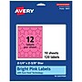 Avery Star Laser/Inkjet Multipurpose Labels, 2-1/4" x 2-3/8", Bright Pink (120/Pack)~#|#~A4345912-8721-4136-B8620C6B9B71979F_sc7