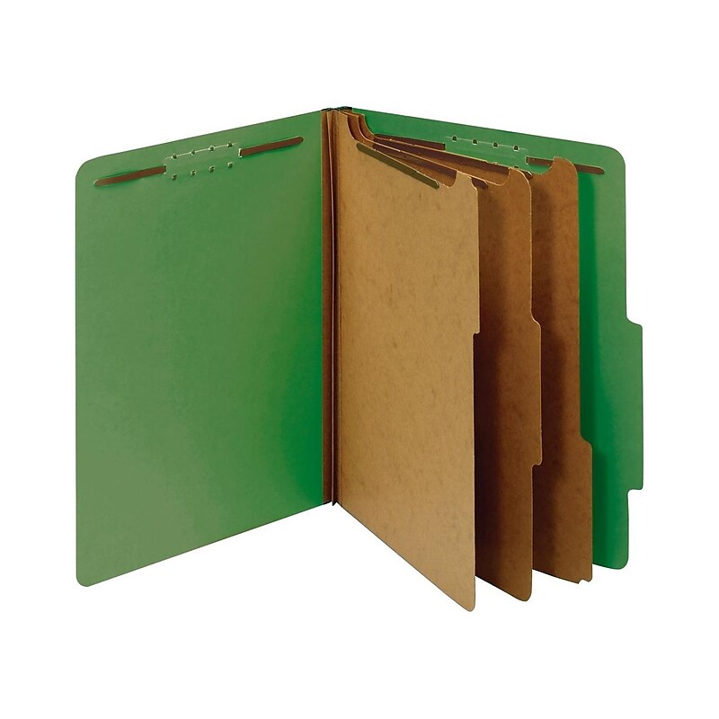 Pendaflex Pressboard Classification Folder, 3-Dividers, 3 1/2" Expansion, Letter Size, Dark Green, 10/Box (24097) image 1