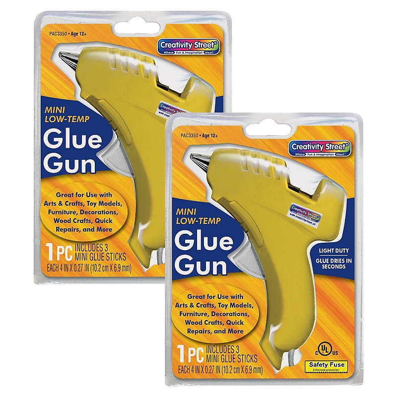 Creativity Street Low-Temp Mini Glue Gun with Glue Sticks, Yellow, 2 Packs/Bundle (CK-3350-2) image 1