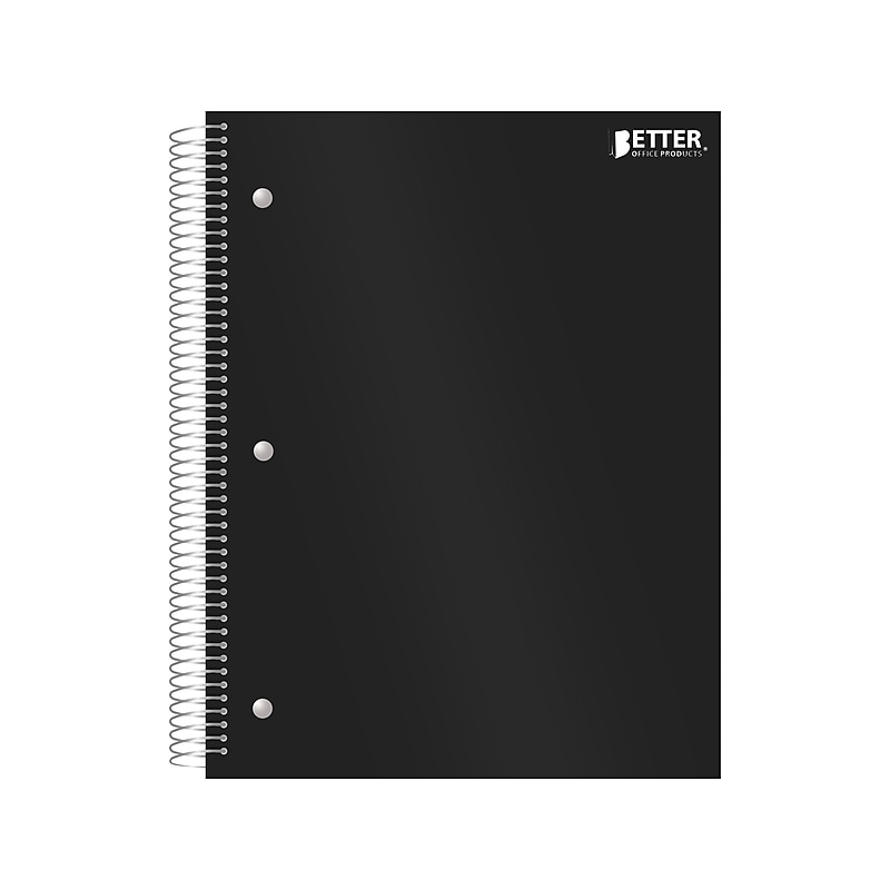 Better Office 5-Subject Subject Notebooks, 8.5" x 11", College Ruled, 200 Sheets, Black (25781) image 1