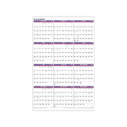 2025 ATAGLANCE 24" x 36" Yearly Wall Calendar, White/Purple (PM1228