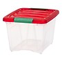 Iris Holiday Small Stackable Plastic Storage Box, 9.5" x 12" x 15", 19 Qt., Clear/Red, 4/Pack (500533)~#|#~A444ACBE-918B-4CB3-9DF1A78984107BE4_sc7