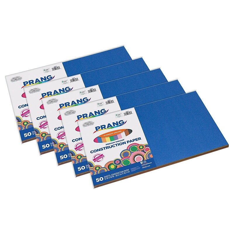 Prang 12" x 18" Construction Paper, Assorted Colors, 50 Sheets/Pack, 5 Packs/Bundle (PAC6507-5) image 1