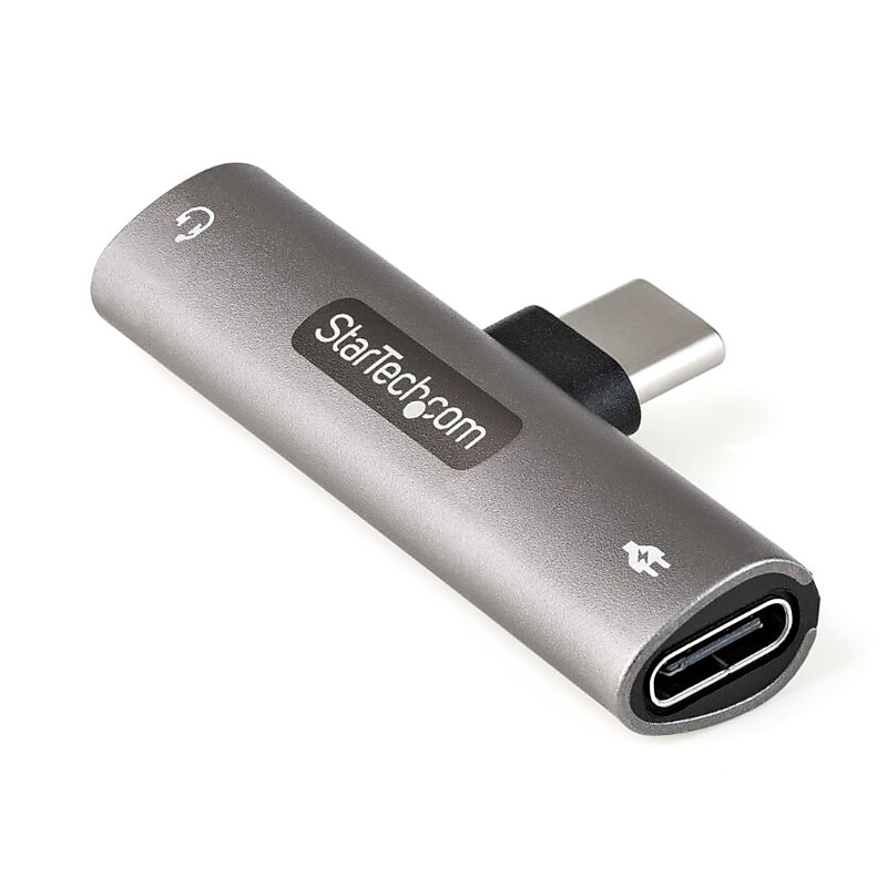 StarTech USB C to USB C /3.5mm Audio Adapter, Male to Female/Female, Gray/Black (CDP235APDM) image 1