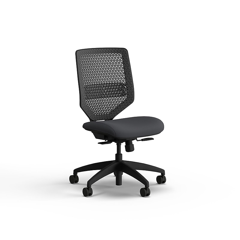 HON Solve Armless Vinyl/ReActiv Swivel Task Chair, Basalt/Charcoal (HSLVTMR.Y1.N.H.0S.SX23.BL.SB.T) image 1