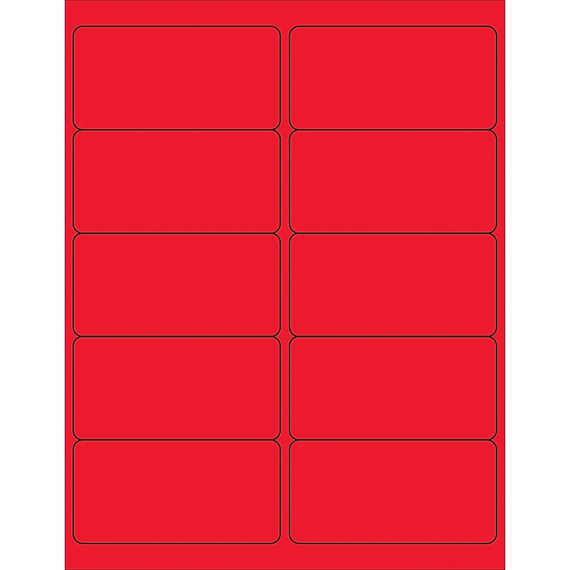 Tape Logic Laser/Inkjet Address Labels, 4" x 2", Fluorescent Red, 1000/Carton (LL178RD) image 1