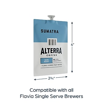 Alterra Flavia Sumatra Pods Coffee, Dark Roast, 100/Carton (MDRA194)