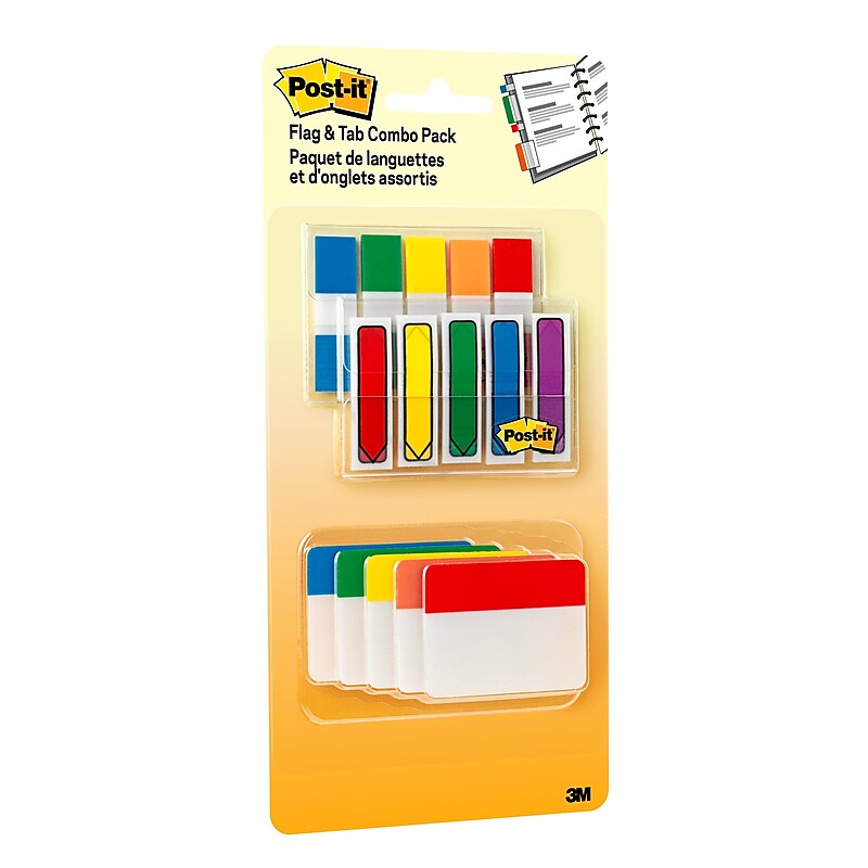 Post-it® Flags and Tabs Combo Pack, .47" Wide Flags and 2" Wide Tabs, 200 Flags & 30 Tabs/Pack (686-XLP) image 1