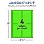 Avery Laser/Inkjet Multipurpose Rectangle Labels, 5" x 3.5", Neon Green, 160/Pack (94256)~#|#~A47BEBE2-3CAB-45A1-8922D2E73AD80F28_sc7