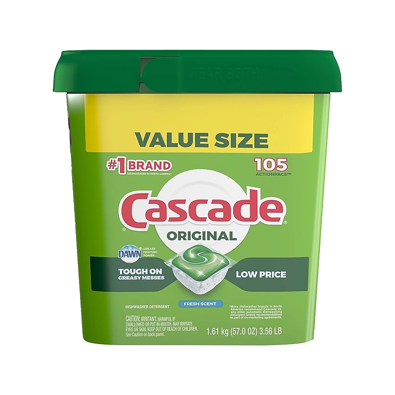 Cascade Original ActionPacs Dishwashing Detergent, Fresh Scent, 105 Pods/Box (3700028028) image 1