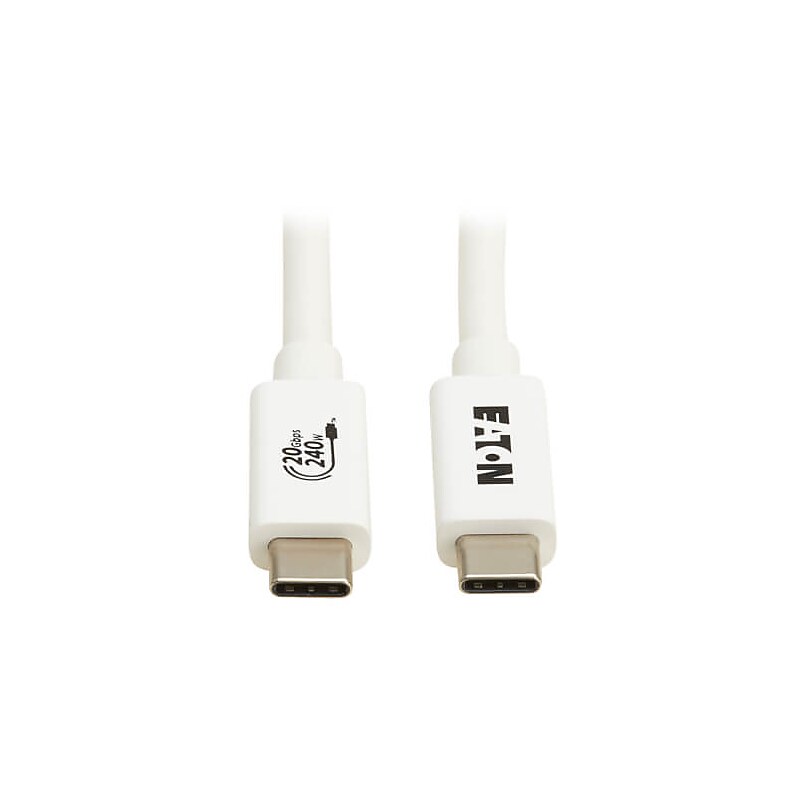 Eaton USB4 6.6' USB-C 240W Charging Cable, 20 Gbps, Male to Male, White (U521-1P0M-WH20G) image 1