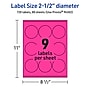 Avery Laser/Inkjet Round Multipurpose Labels, 2.5" Dia., Neon Magenta, 720/Box (94502)~#|#~A48CC6BD-175C-48A6-9A357CDBE4B17A37_sc7
