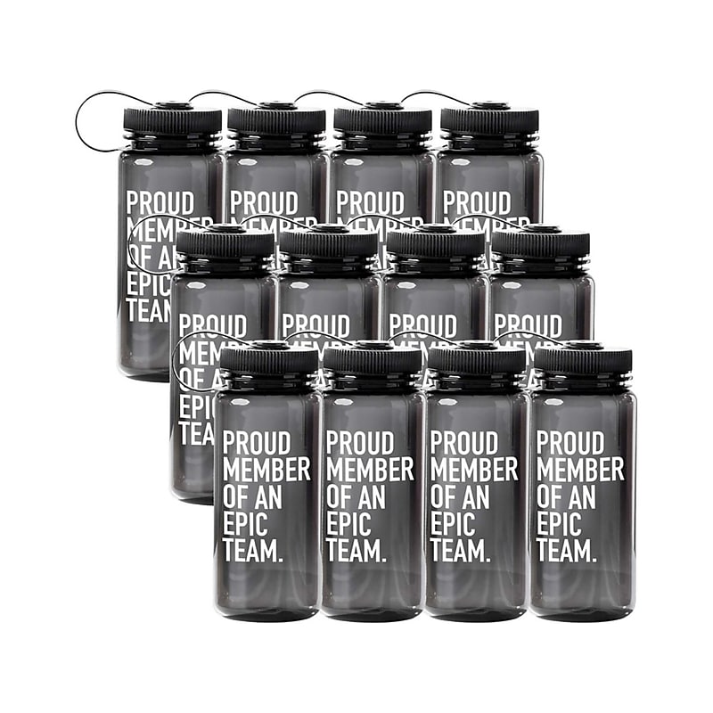 Baudville "Proud Member Of An Epic Team" Plastic Water Bottle, 21 oz., Black, 12/Pack (1391569P1231) image 1