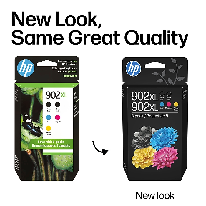 HP 902XL Black/Cyan/Magenta/Yellow High Yield Ink Cartridge, 5