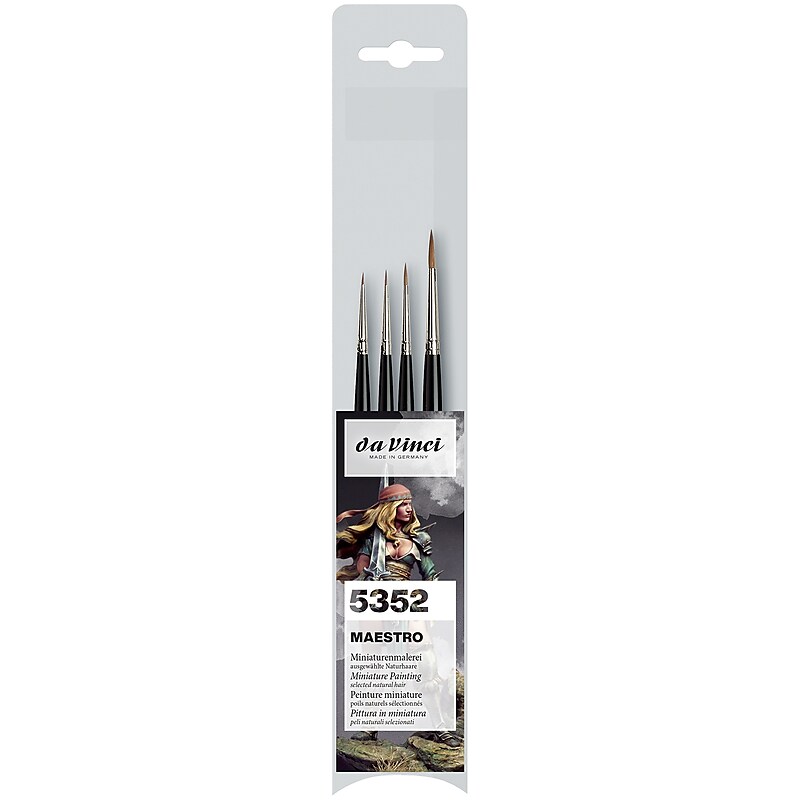 da Vinci MAESTRO Acrylic Natural Kolinsky Red Sable Bristle, Needle Tip Miniature Brushes, 4/Pack (DVXVA53520) image 1