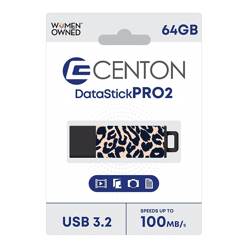 Centon DataStick Pro2 64GB USB 3.2 Type A Flash Drive, Leopard (C1U3T254B64G.25) image 1