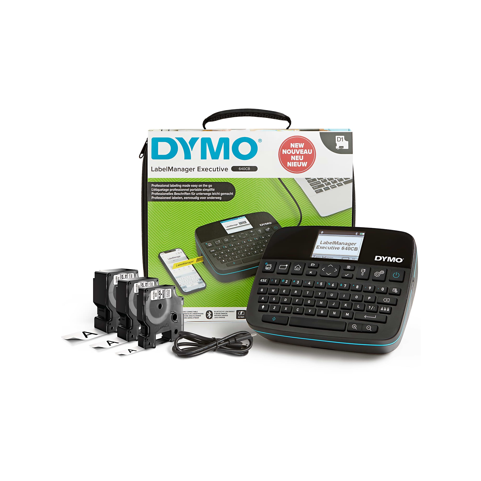 DYMO LabelManager Executive 640 CB Portable Label Printer Kit with Carry Case and 3 Label Cassettes, (2202121) Simolary simolary.com