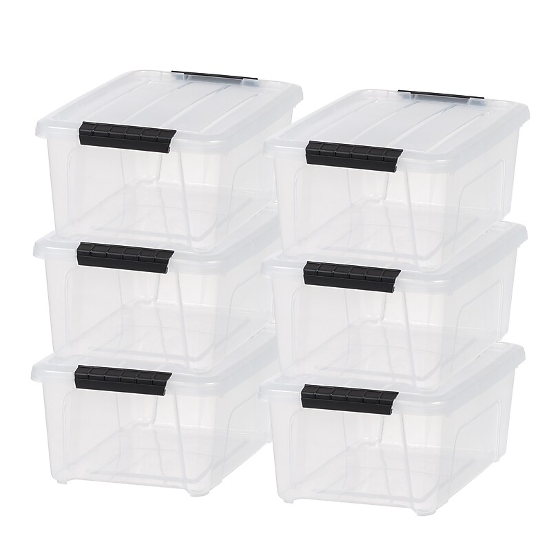 Iris 13.5 Quart Storage Container with Lid, Plastic, Clear, 6/Pack (500295) image 1