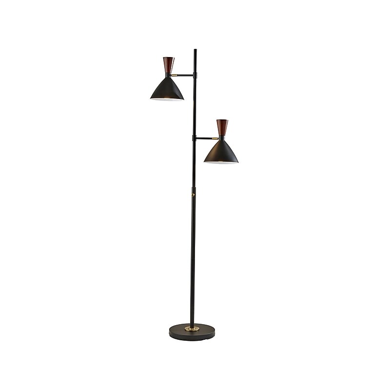 Adesso Arlo 67.25" Matte Black Floor Lamp with 2 Cone Shades (3488-01) image 1