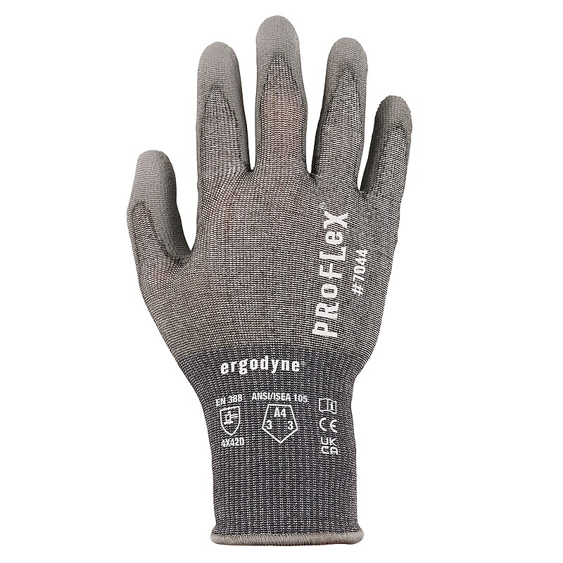 Ergodyne ProFlex 7044 PU Coated Cut-Resistant Gloves, ANSI A4, Gray, XL, 12 Pair (10485) image 1