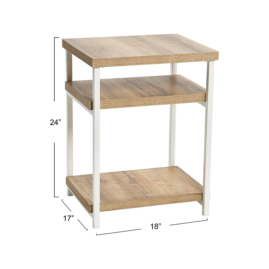 End table with measurements 24 inches tall, 18 inches wide, 17 inches deep