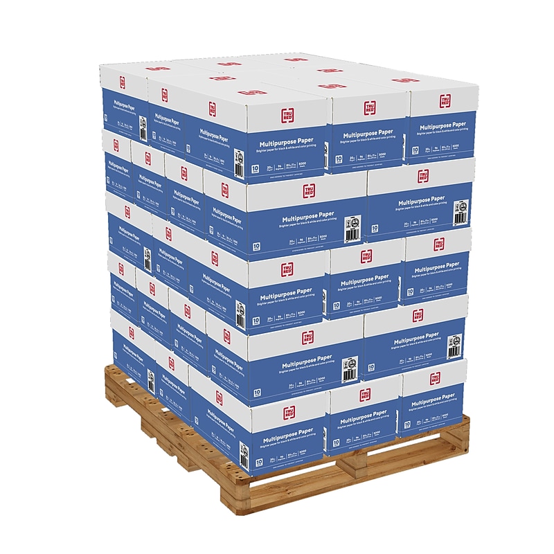 TRU RED™ 8.5" x 11" Multipurpose Paper, 20 lbs., 96 Bright, 500 Sheets/Ream, 400 Reams/Pallet (TR56962-LQO) image 1