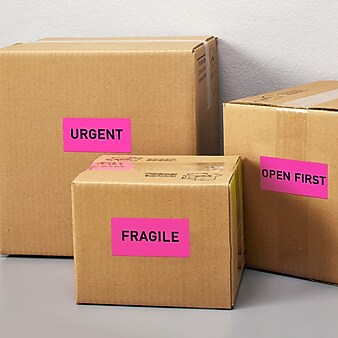 Avery Sure Feed Laser Shipping Labels, 2"x 4", Neon Pink, 10 Labels/Sheet, 100 Sheets/Box (5974)