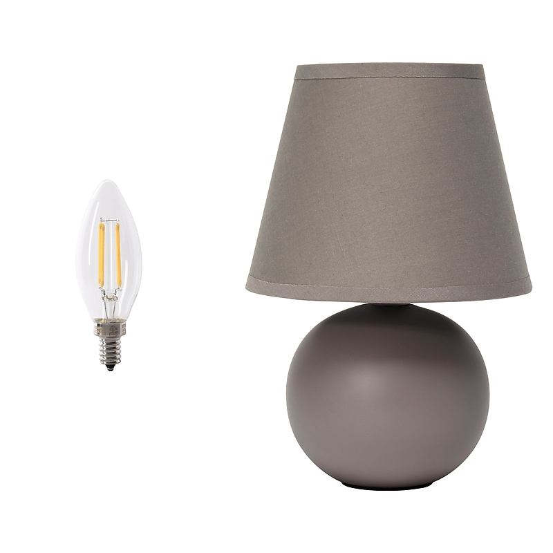 Simple Designs Compact Ceramic Globe 8.66" LED Table Lamp, Gray (LT2008-GRY-LB) image 1