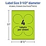 Avery Laser/Inkjet Multipurpose Circle Labels, 3.5" Dia., Bright Green, 40/Pack (94514)~#|#~A4DFD4A7-1928-4E58-8DB63318702E48F4_sc7