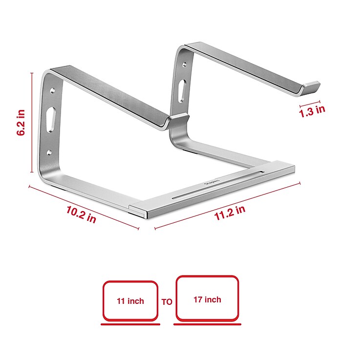 Staples TECH 11.2 x 10.2 Aluminum Laptop Stand, Silver (ST62653