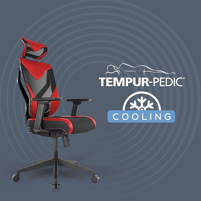 Tempur-Pedic Blaze Fabric Gaming Chair, Black/Red (TP-BLAZE-RED