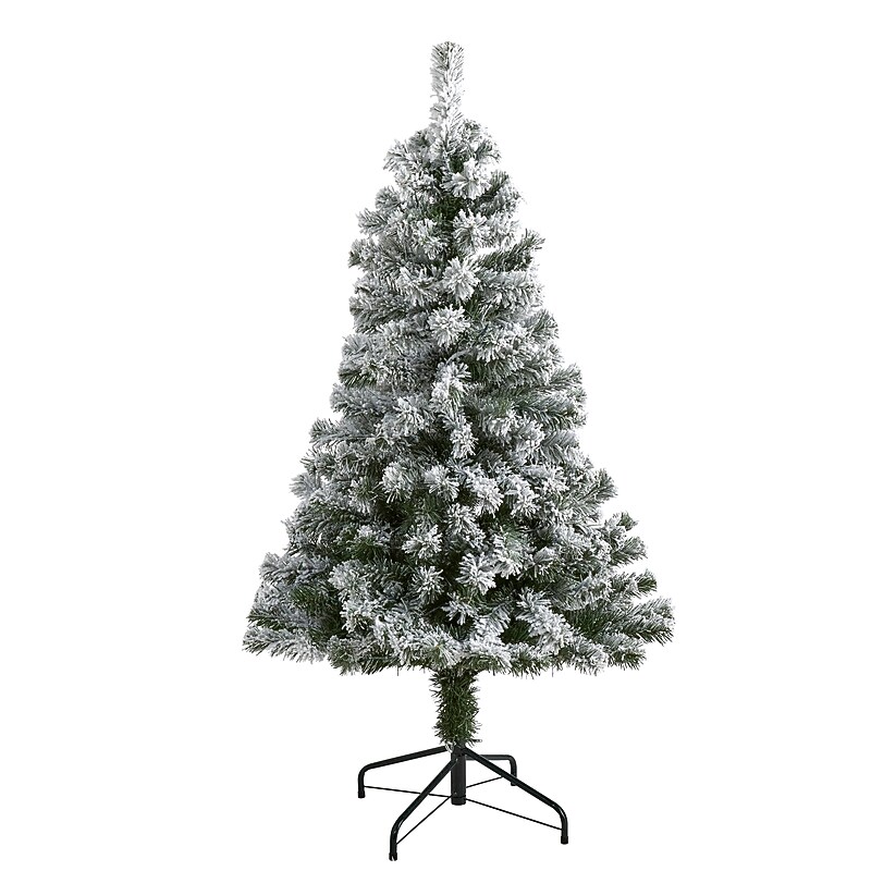Nearly Natural Flocked West Virginia Fir Artificial Christmas Tree, 4' (T1732) image 1