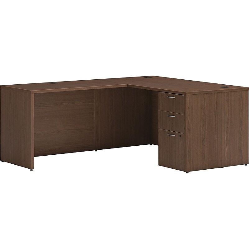HON Mod 60"W L-Shaped Single-Pedestal Desk, Sepia Walnut (HLPL6072LDESK1BBFSE1) image 1