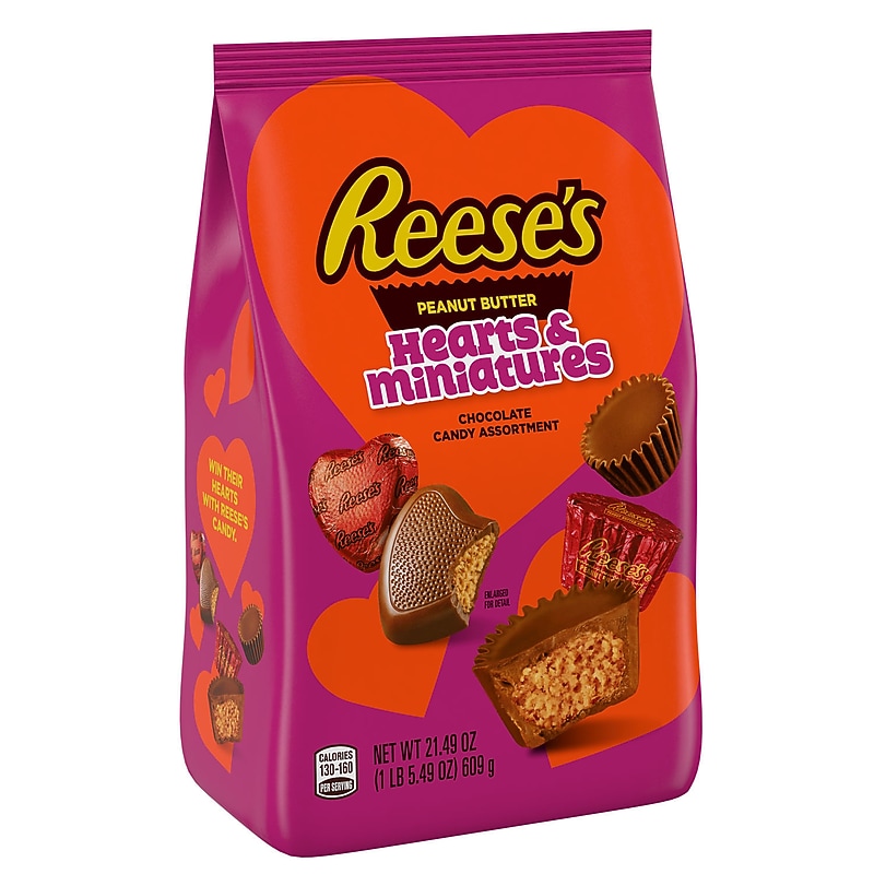 Reese's Hearts & Miniatures Peanut Butter Milk Chocolate Candy Bag, 21.49 oz. (HEC45585) image 1