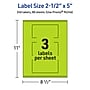 Avery Printable Rectangle Multipurpose Labels, 2.5" x 5", Bright Green, 240/Box (94246)~#|#~A4F97AA5-CDB0-4F4A-BD356F7E6546579C_sc7