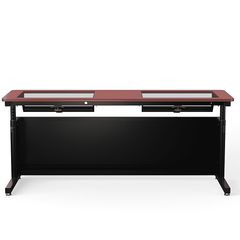 VersaDesk Downview 72"W Manual Adjustable Standing Computer Table, Cherry/Black (DVT7224-BC) image 1