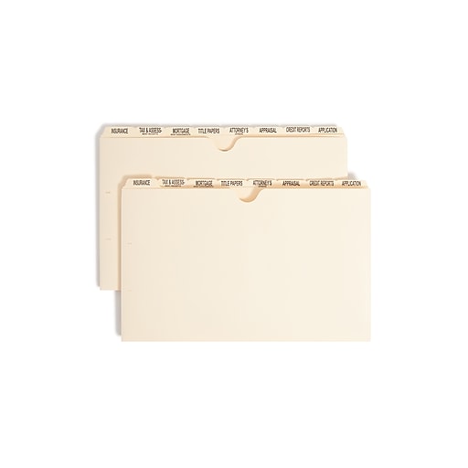 Smead Dividers for Mortgage File Folders, Manila, 8/Box (78278) Staples