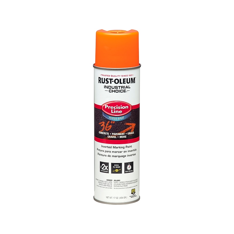 Rust-Oleum Industrial Choice Precision Line Inverted Marking Paint, Fluorescent Orange, 17 oz., 12/Pack (203036) image 1