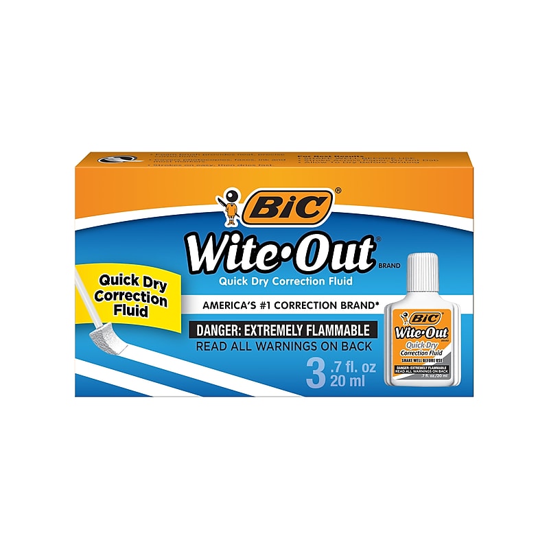 BIC Wite-Out Correction Fluid, 20 ml., White, 3/Pack (50603) image 1