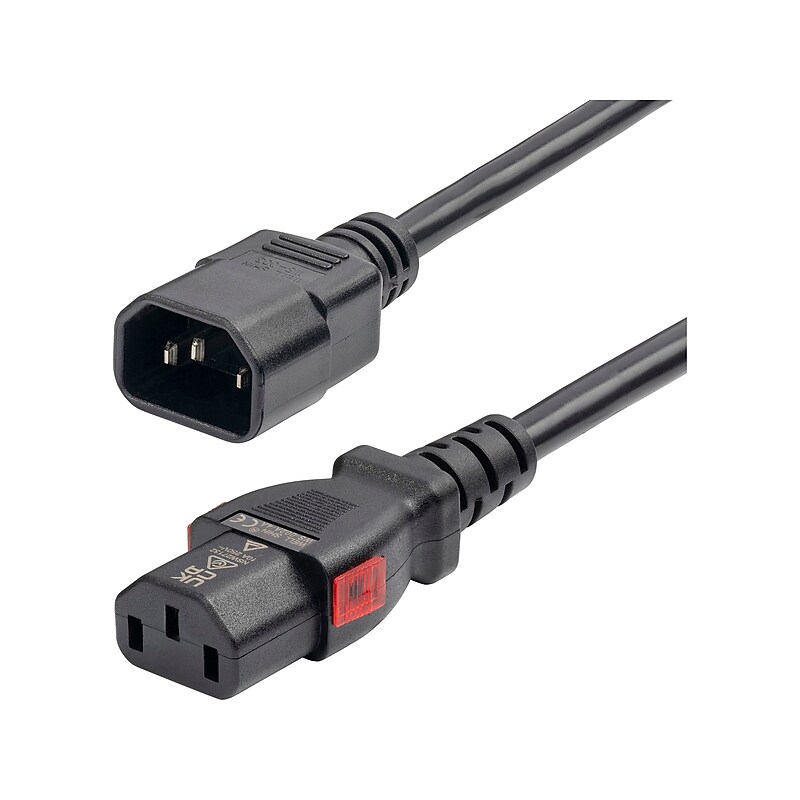 StarTech 4' C14 to Locking C13 Power Cable, Male to Female, Black (87L3-8400-POWER-CORD) image 1